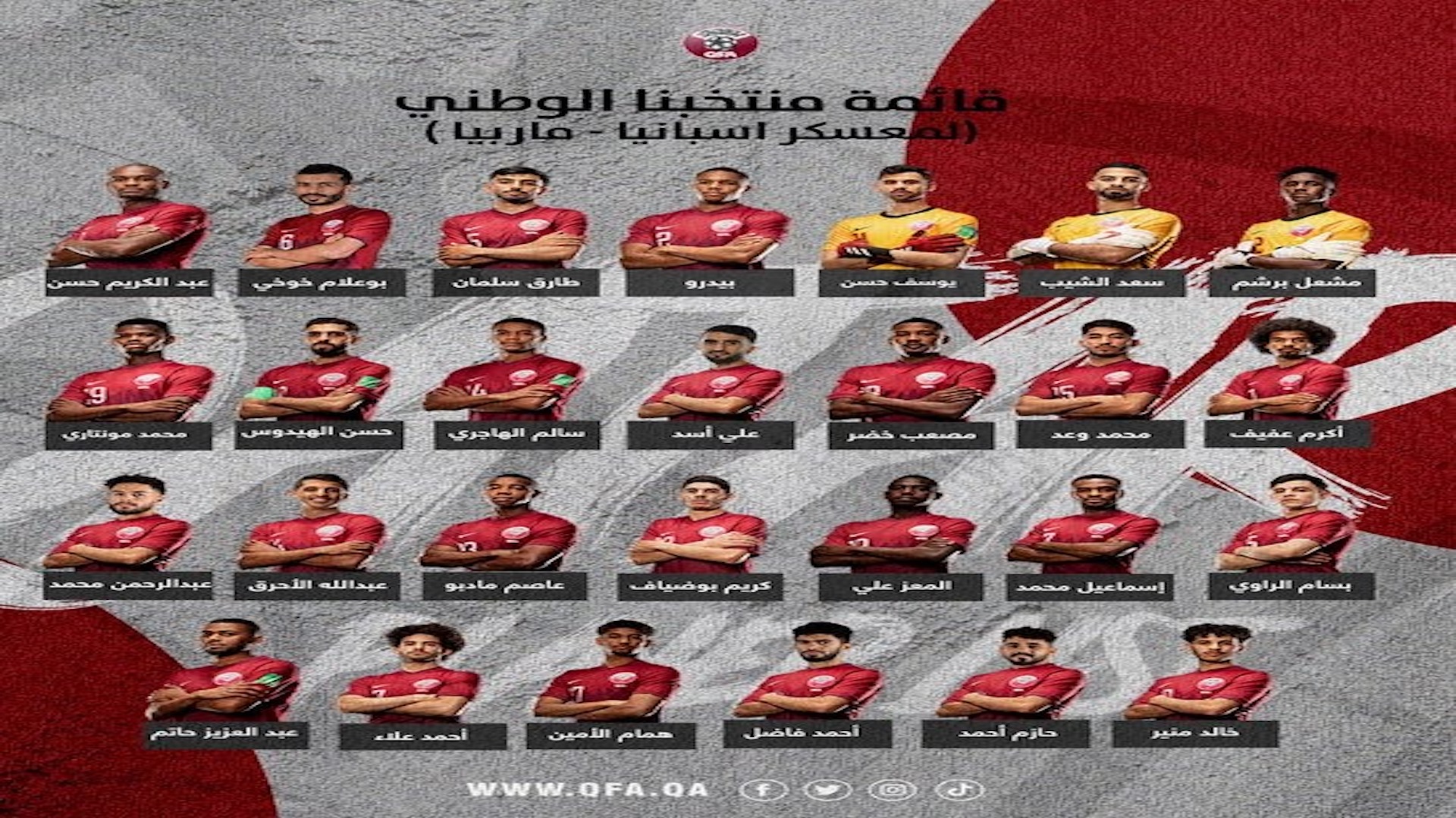 منتخب قطر يعسكر بـ 27 لاعبا استعدادا للمونديال